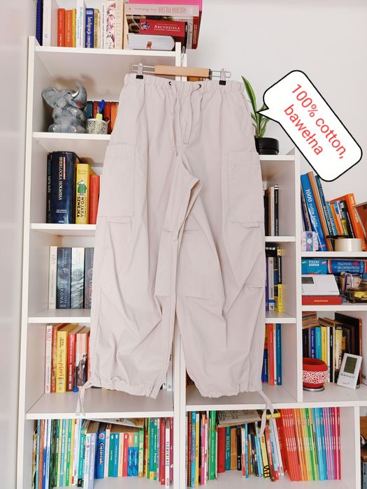 Spodnie, bojówki, ASOS, S, W32, szarobeżowe, bardzo luźne