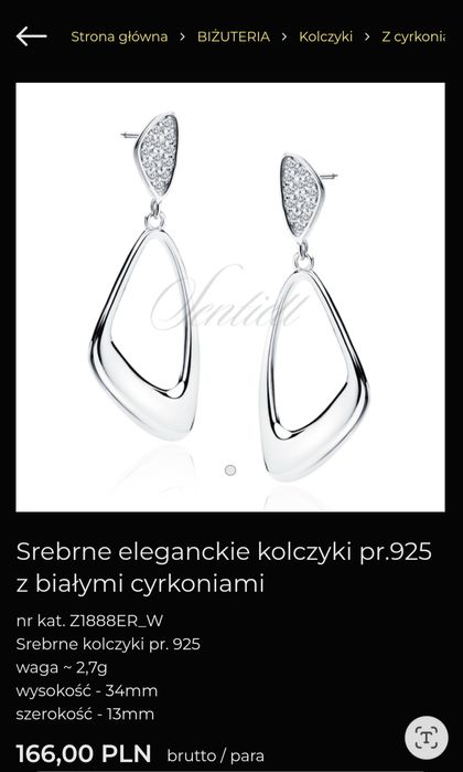 Wiszące srebrne kolczyki