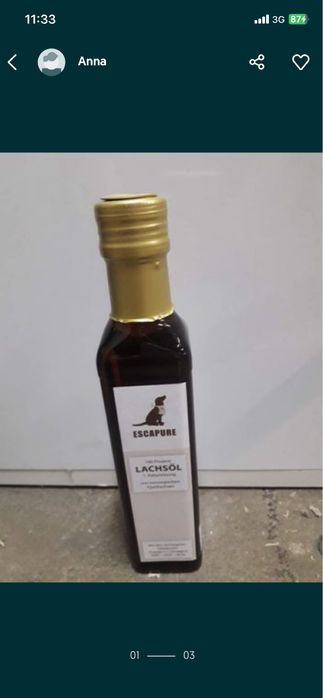 Olej z łososia dla psa tłoczony na zimno 250 ml