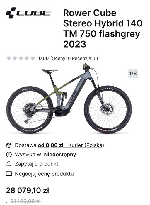 Raty 0%, 12m-cy gwar. CUBE (XL) STEREO 160 TM 750Wh, 780km, 27,5"[424]