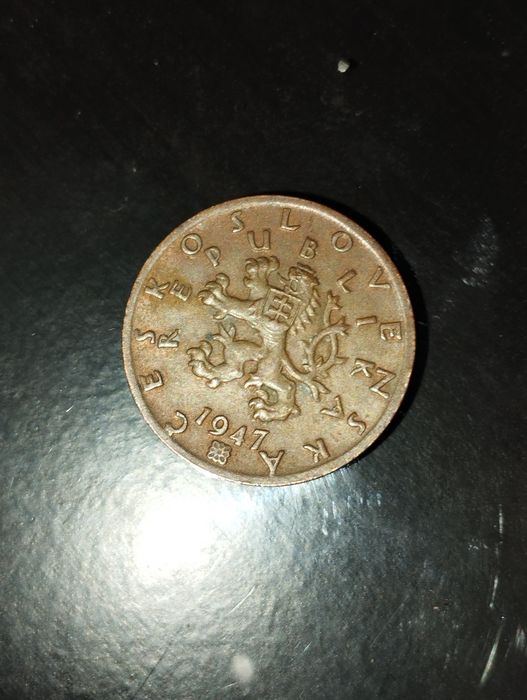 Moeda de 50 Hellers 1947 da Checoslováquia