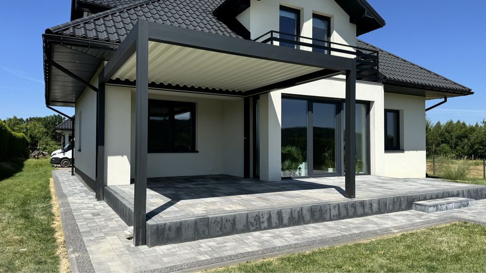Pergola Lamelowa z otwieranym dachem, oświetleniem i montażem, 6x4m