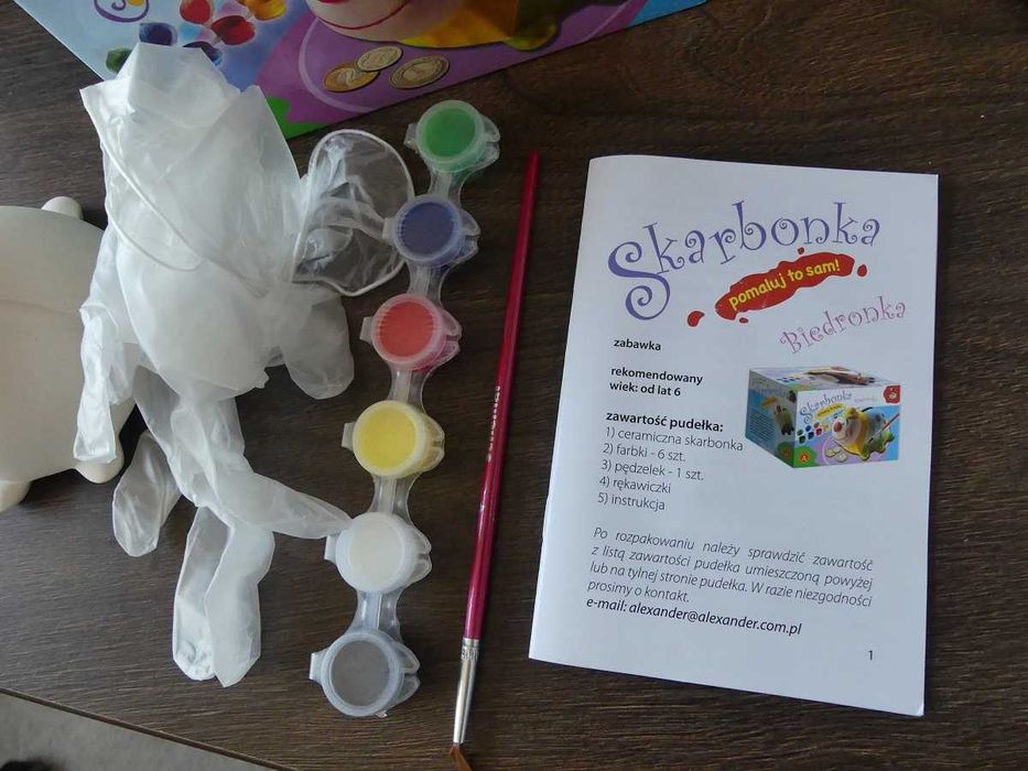 Skarbonka ceramiczna Biedronka do malowania 6 farb nowa