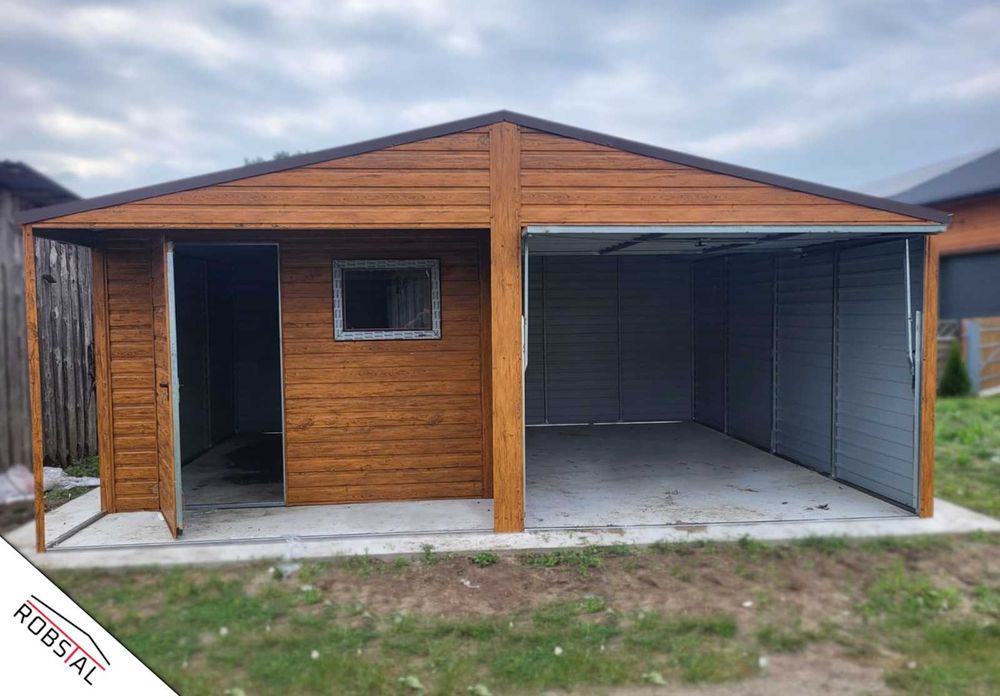 Garaż Blaszany 6x5 Dwuspadowy Drewnopodobny PREMIUM Darmowy Montaż