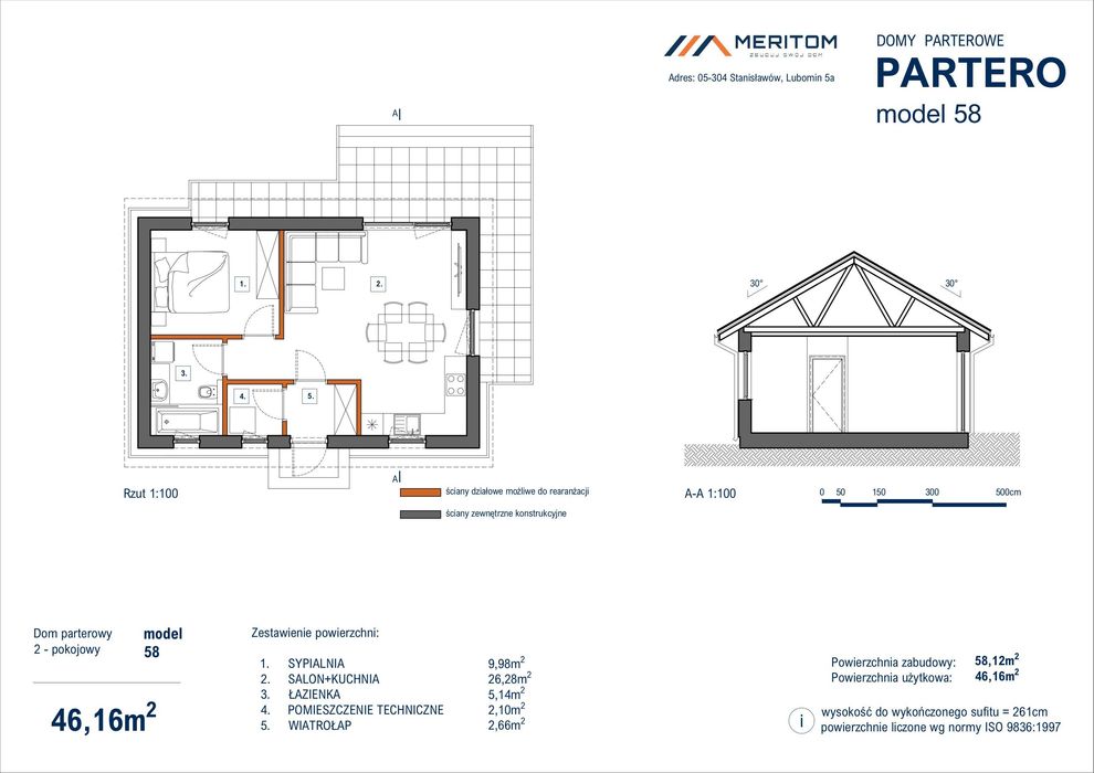 Dom PARTERO 58 mieszkalny całoroczny letni wysoki sufit na zgłoszenie