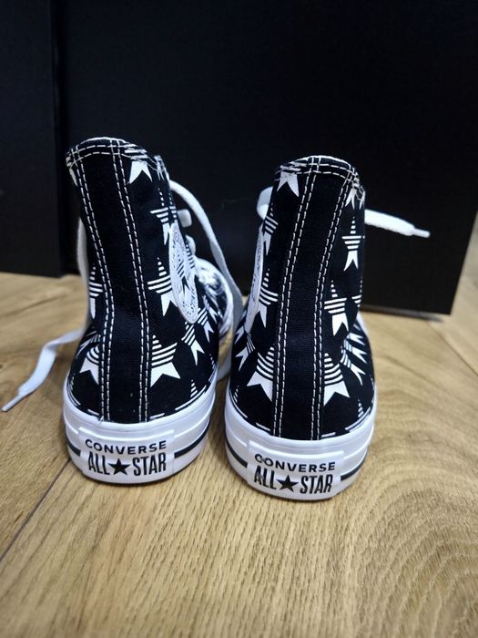 czarne converse w gwiazdki Converse Chuck Taylor All Star Hi Black White Stars 168808C