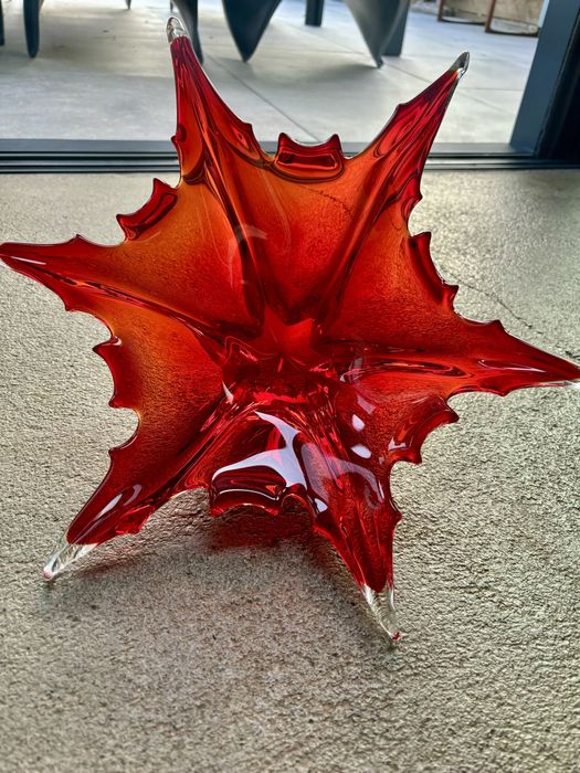 Duża Patera Murano Sommerso by Galliano Ferro Włochy lata 50te Unikat