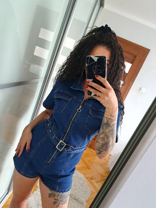 Damski kombinezon jeansowy krótki rozmiar m/l