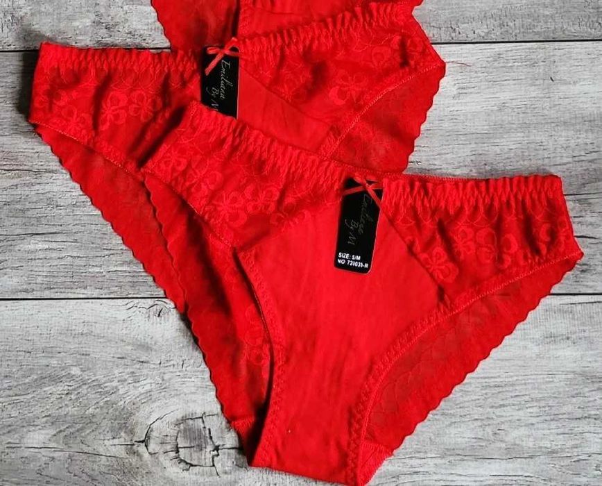 Emiliana majtki na Walentynki czerwone bawełniane XL/XXL