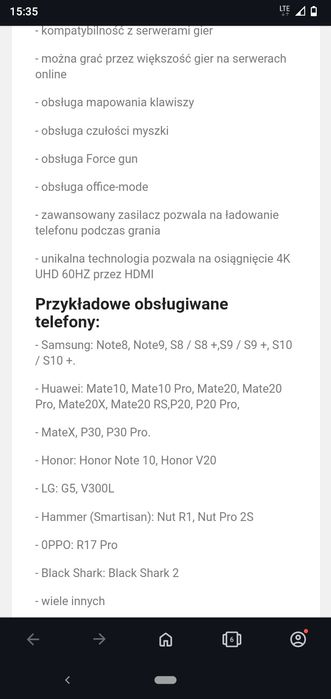 Konwerter gier mobilnych, podłączenie klawiatury i myszki do telefonu