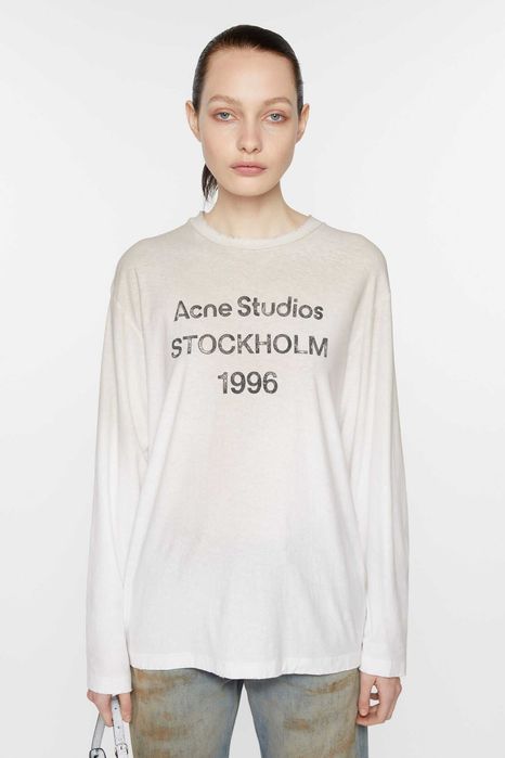 Лонгслів Acne Studios Stamp Logo Long Sleeve Dusty White