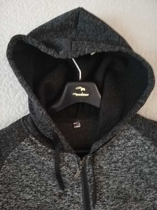bluza męska z kapturem na suwak 4 XL szara