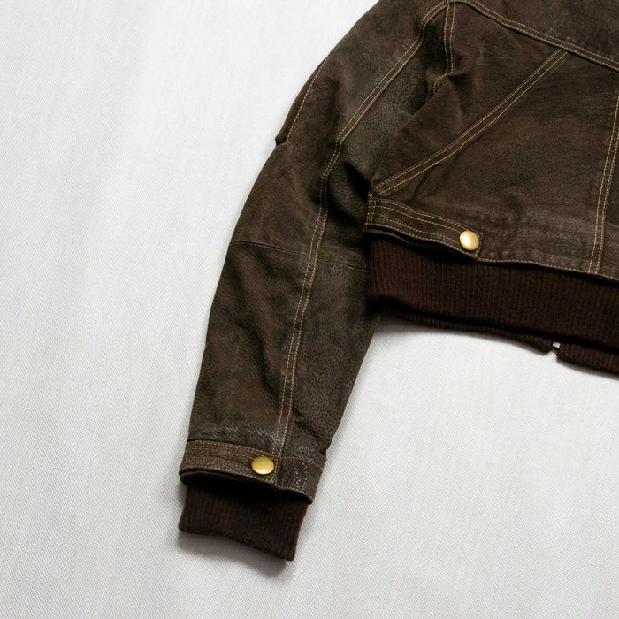 Y2k Avant Garde cropped leather bomber krótka kurtka skórzana bomberka