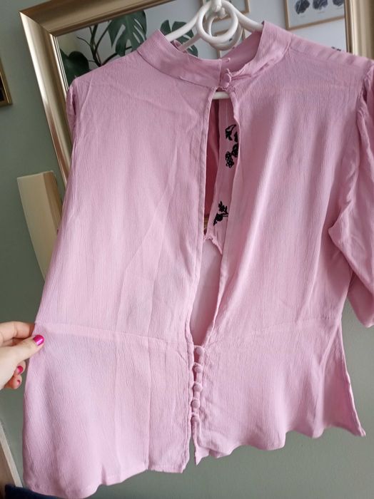 Elegancka bluzka ASOS 40 L baskinka odkryte plecy wieczorowa haft