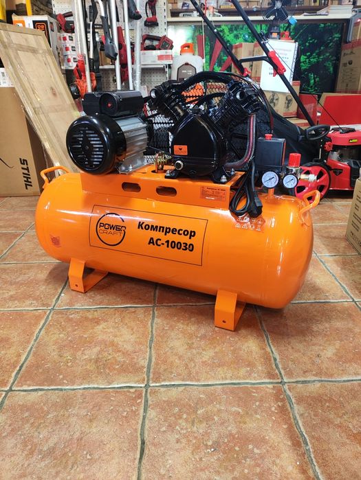 Компрессор Powercraft АС-10030 /100L/2х цил/ременной/пл.упаковка/219