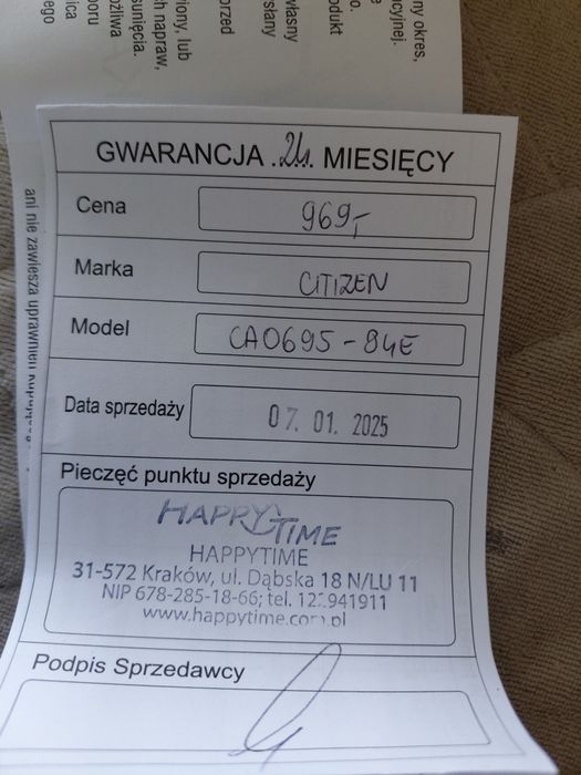 Citizen CA0695-84E gwarancja