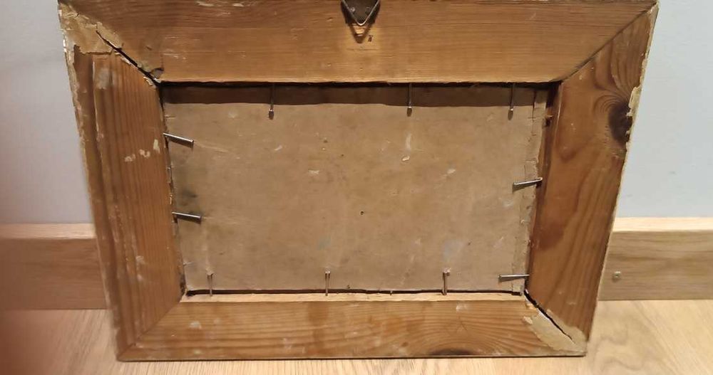 Stary obraz, olej na tekturze malarskiej, podpisany.