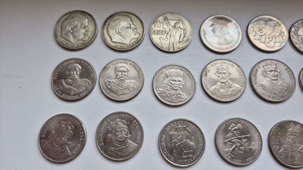 Monety konopnicka żaglowiec rubel lenin król polski