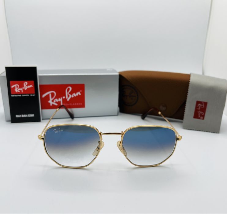Очки Ray Ban Hexagonal 3548 Gold-Blue Gradient 56мм стекло