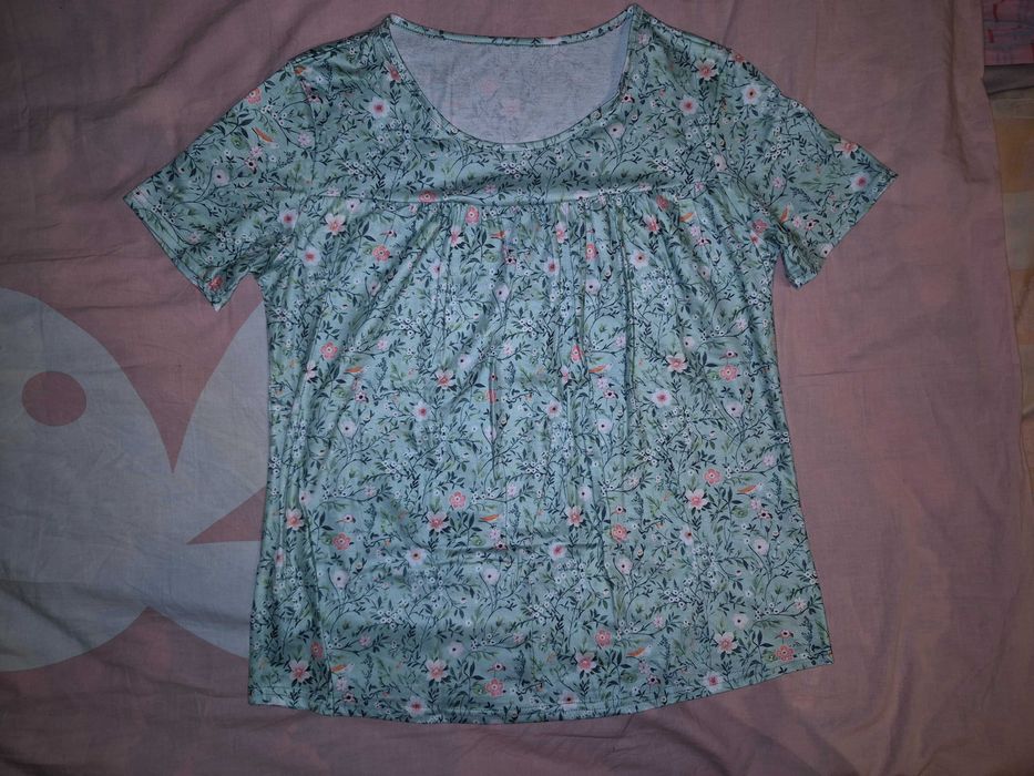 Bluzka/Tunika zielona w kwiaty r. L/XL