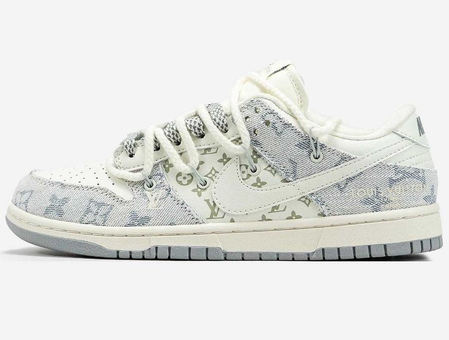 Кросівки Nike SB Dunk x LV White Grey | Жіночі біло-сірі (36-41)