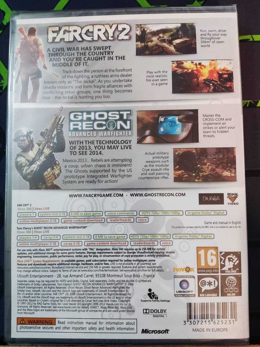 Far Cry 2 Ghost Recon Double Pack Xbox 360 Nowa w folii