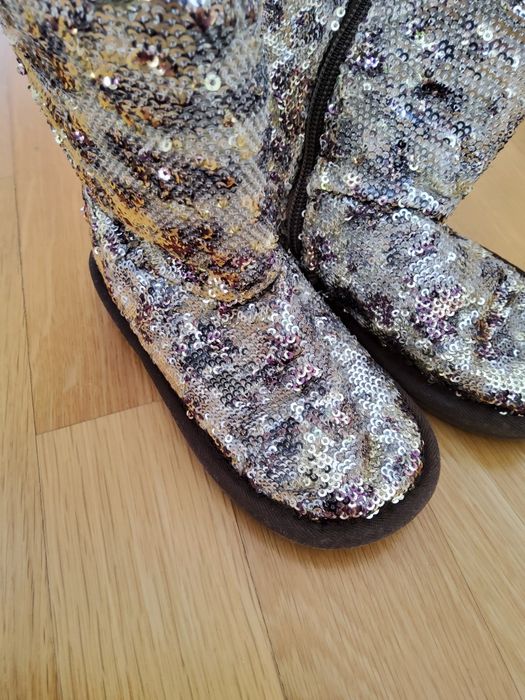 Kozaki/ botki całe w złotych cekinach Stuart Weitzman