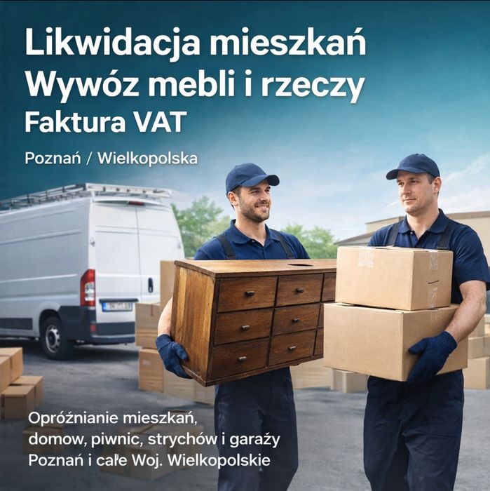 Likwidacja, oproznianie mieszkań, lokali, demontaż, wywóz mebli. F VAT