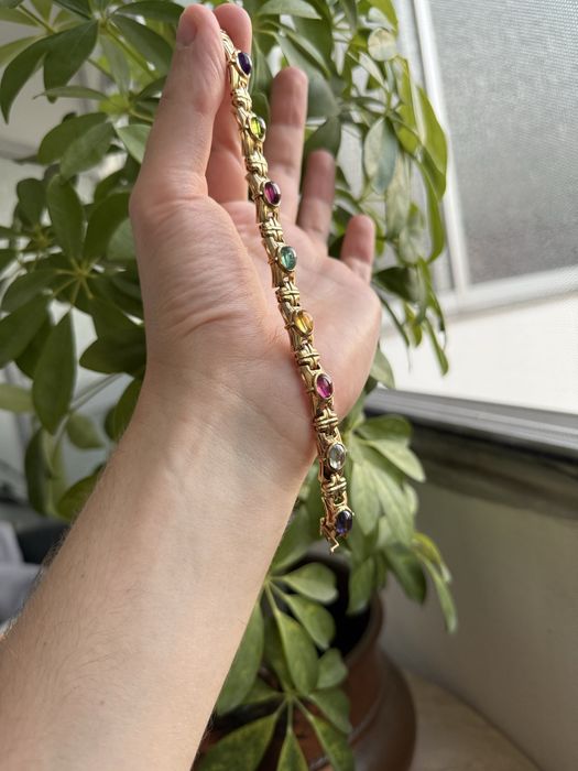 Bransoletka złoto 750 37.53g Turmalin szafir ametyst