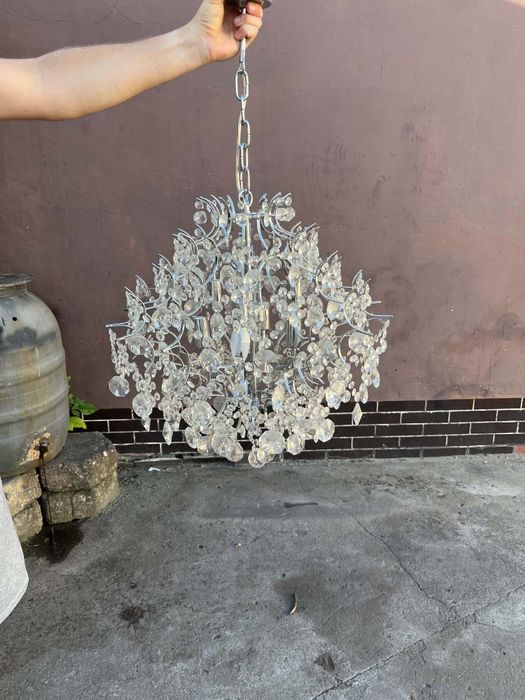 żyrandol kryształowy glamour / srebrna lampa wisząca