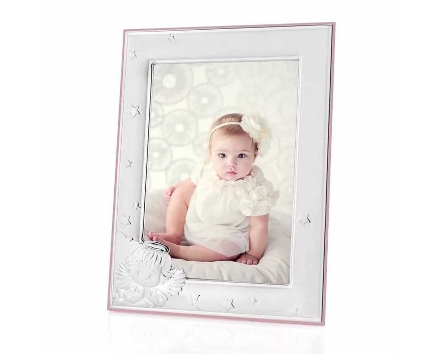 Duza Ramka dla dziewczynki ze srebra  na prezent na chrzest