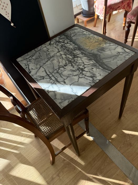 Conjunto 6 mesas antigas tampo em mármore