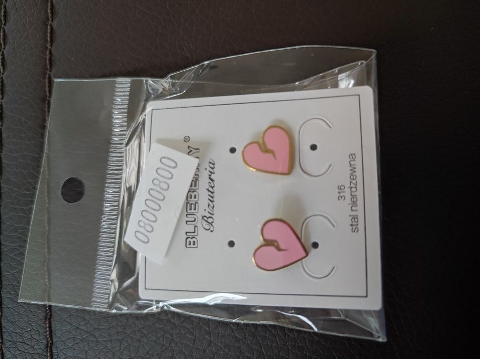 Kolczyki serca kolor różowy