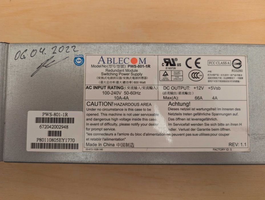 Supermicro Ablecom PWS-801-1R