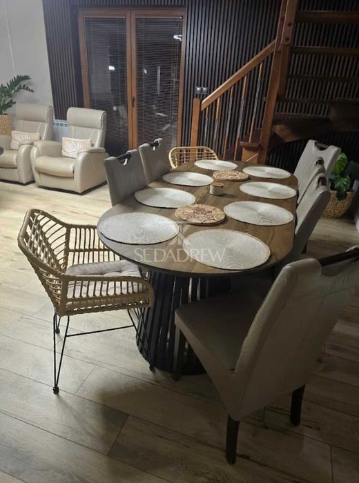 Stół stolik drewniany dębowy loft blat lity z dostawkami na wymiar