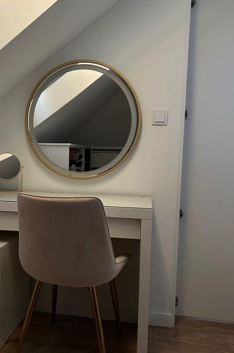 Lustro LED złoto szczotkowane - średnica 70 cm