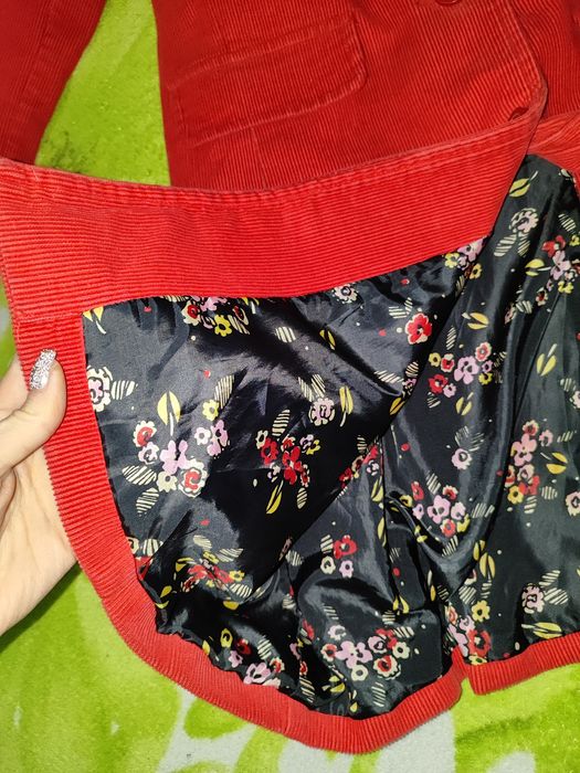 Пальто H&M демі  червоне S/M  вельветове  вельвет  кардиган демісезон