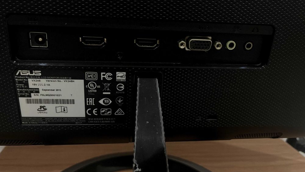 ASUS VX248H Monitor – 24'' Full HD (2× HDMI + VGA + Built-in Speakers)64750629650050122