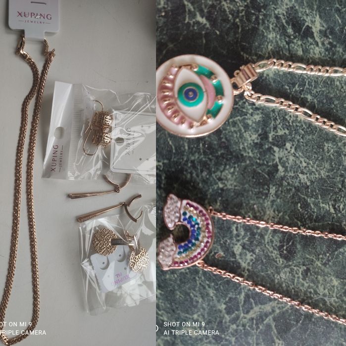 Цепочка подвес глаз радуга серьги шарики древо палочки xuping