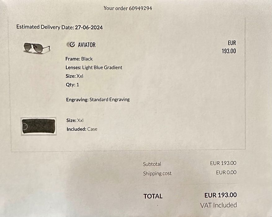 Óculos Ray-Ban Aviator Gradient Nunca Usado