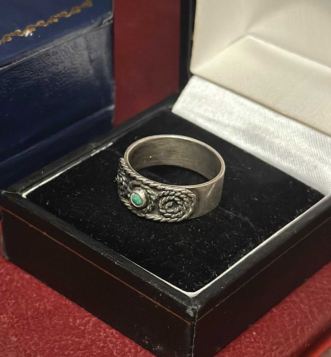 Rytosztuka pierścionek srebro turkus prl