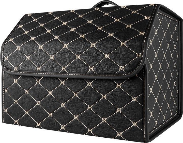 Органайзер в багажник (саквояж) з екошкіри (чорний з червоним рядком)