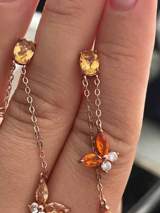 Серебряные серьги 925 пробы с сапфиром цитрином топазом