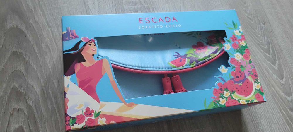 Torebka kopertówka ESCADA Sorbetto Rosso + perfumy 30ml / BOX NOWE