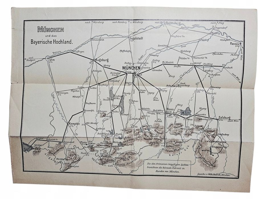 Mapa München Und Das Bayerische Hochland Zeno Diemer ok. 1925-35