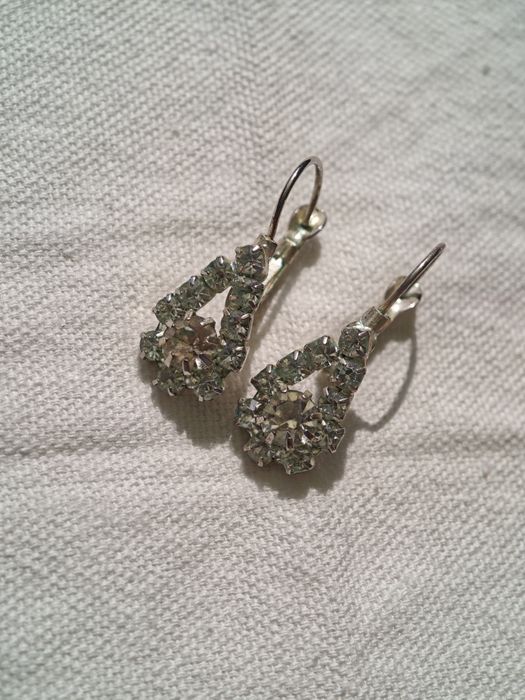 Srebrne kolczyki vintage z kryształkami