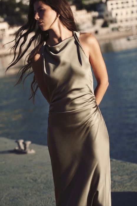 Платье сатиновое  сарафан женский M-L zara
