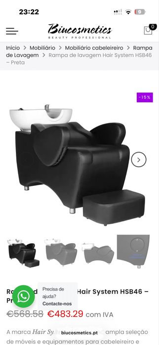 Rampa de lavagem para cabeleireiro