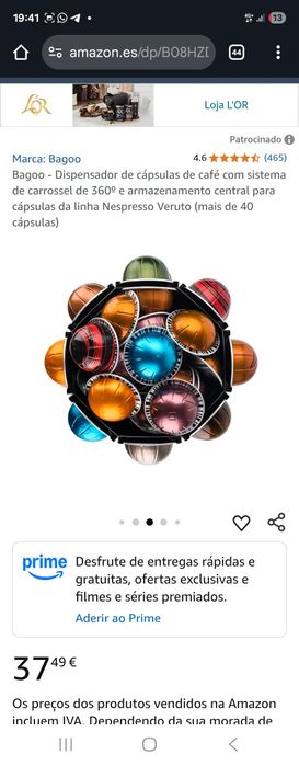 Dispensador de capsulas de café nespresso