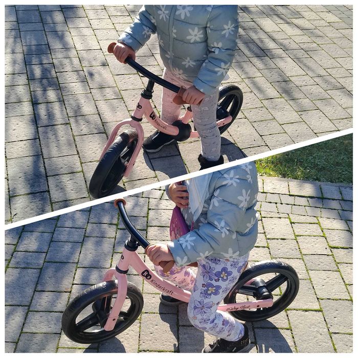 Dwa rowerki biegowe Kinderkraft bliźniaczki różowe